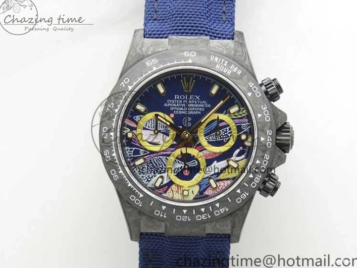 MiroTime 0406 Daytona DIW Carbon OMF Best Edition Blue Paint Dial on Deep Blue Nylon Strap A Tailored 2842